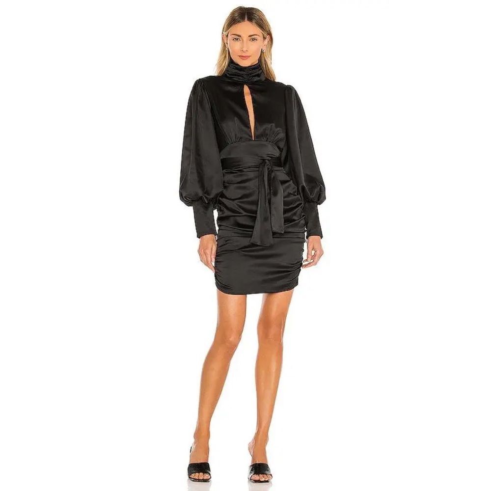 SNDYS Revolve Eden Satin Dress Little Black Dress Backless in Black Sz XS NWT